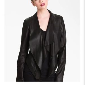 Bod & Christensen Draped front Leather Jacket